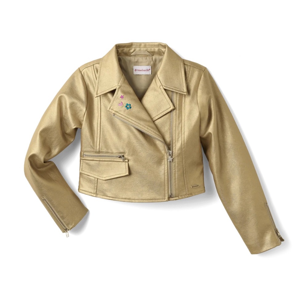 American Girl Gold Moto Jacket 10/12 M